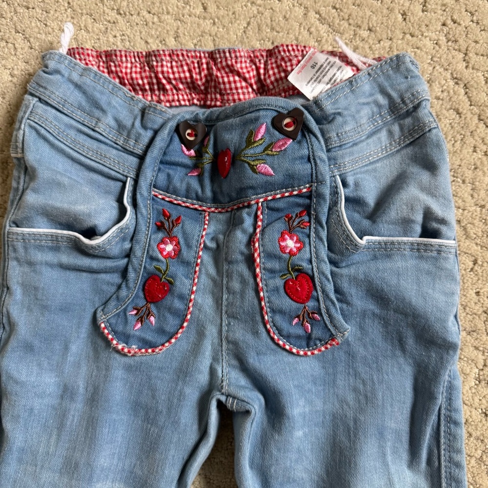 Alpengluck Bondi Traditional Costume Germany Girls Light Blue Embroidered Jeans
